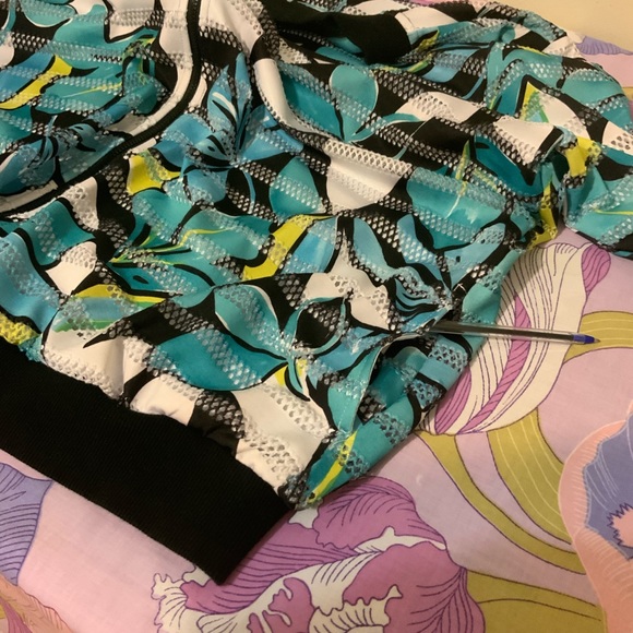 NWOT Alfred Dunner Zip-Up BlueWhite Tropical print Casual bomber Jacket … - Picture 5 of 14